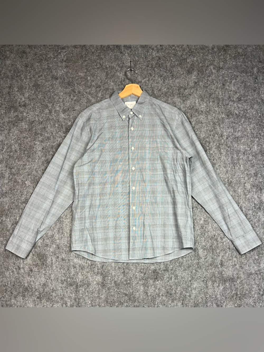 Billy Reid Light Gray Plaid Button-Down Shirt Men’s Size Medium